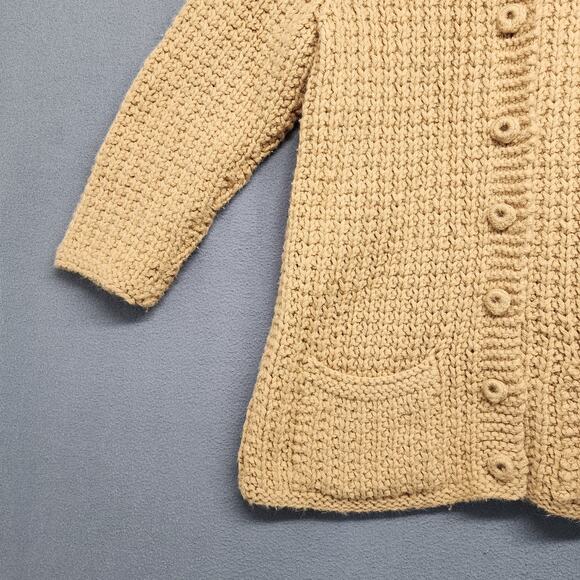 Vintage Handmade Sweater Cardigan Womens S/M Chunky Granny Grandma Neutral Tan - Picture 8 of 11